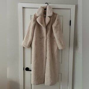 ASOS faux fur long coat, Size one size, light pink/nude, barely worn like new